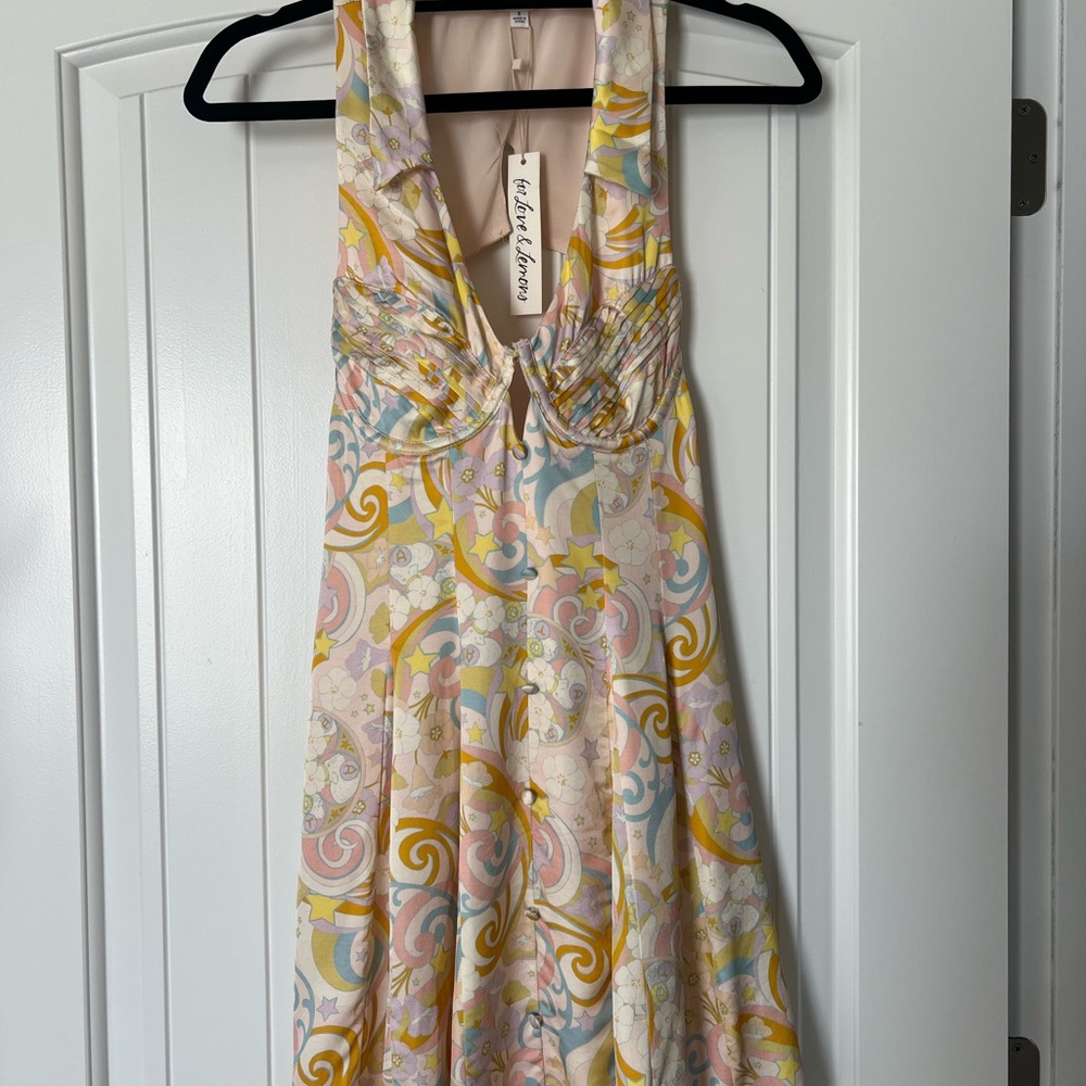 For Love And Lemons Cream Halter Sundress